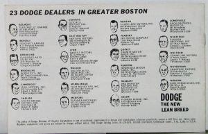 1962 Dodge Dart & Lancer Color Small Sales Brochure Boston Dealers Original