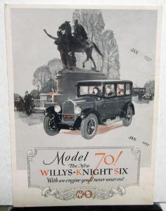 1926 Willys-Knight Six Model 70 Sales Brochure & Specifications Original