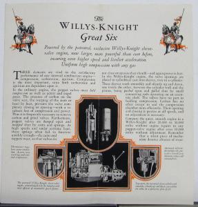 1928 Willys-Knight Great Six Models 66A & 70A & Specs Sales Folder Brochure Orig