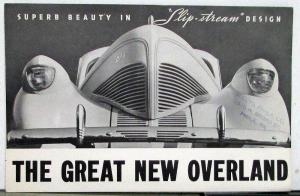 1939 Willys Overland 39 Slip Stream Deluxe Sedan Sales Brochure Folder Original