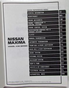 1996 Nissan Maxima Service Shop Repair Manual Model A32 Series