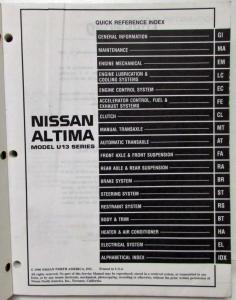 1997 Nissan Altima Service Shop Repair Manual Model U13 Series