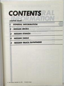 1991 Nissan Product Bulletin Vol 222 Models Introduction 240SX Truck Pathfinder