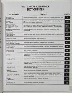 1990 Nissan Technical Bulletins Manual Including Recalls