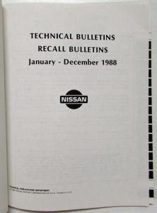 1988 Nissan Technical Bulletins Manual Including Recall Campaigns