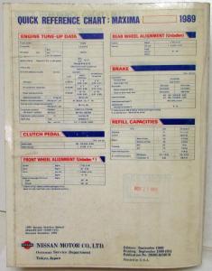 1989 Nissan Maxima Service Shop Repair Manual Model J30 Series