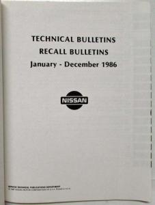 1986 Nissan Technical Bulletins Manual Including Recall Campaigns