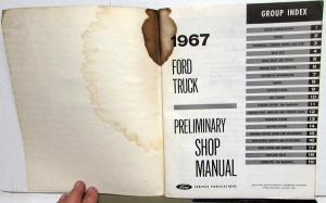 1967 Ford Truck Preliminary Shop Service Manual Original Dealer F-Series H/D Bus