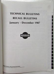 1987 Nissan Technical Bulletins Manual Including Recall Campaigns