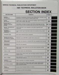 1987 Nissan Technical Bulletins Manual Including Recall Campaigns