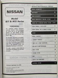 1985 Nissan Sentra Pulsar NX E16 Midyear Model Change Service Manual Supplement