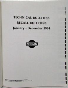 1984 Nissan Technical Bulletins Manual Including Recall Campaigns