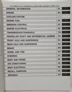 1985 Nissan Technical Bulletins Manual Including Recall Campaigns