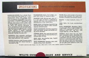 1950 Willys Jeep 4-73 4WD Station Wagon Sales Mailer & Specifications