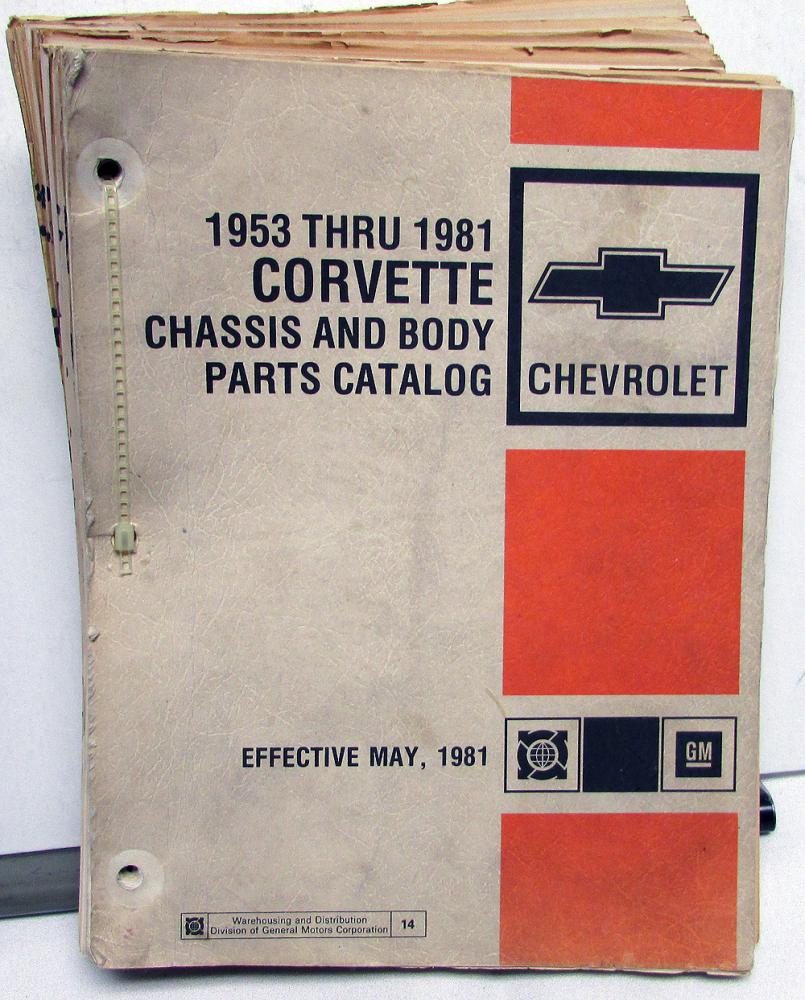 1953 1955 1959 1963 1967 70 71 81 Chevy Corvette Dealer Parts Illustration Book
