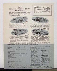 1954 Willys Jeep Ambulance Sales Brochure & Specifications