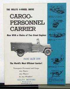 1954 Willys Jeep Cargo-Personnel Carrier Sales Brochure & Specifications