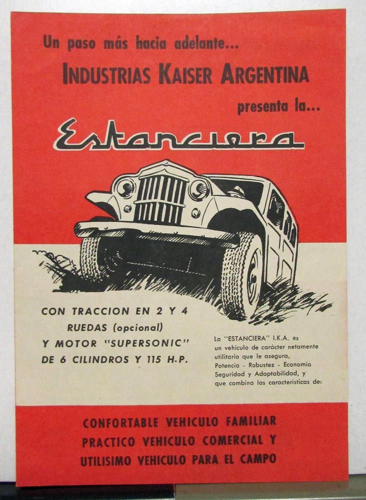 1959 Willys Jeep Estanciera Sales Brochure & Specifications In Spanish Text
