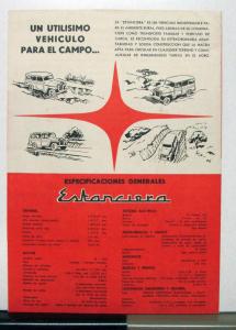 1959 Willys Jeep Estanciera Sales Brochure & Specifications In Spanish Text
