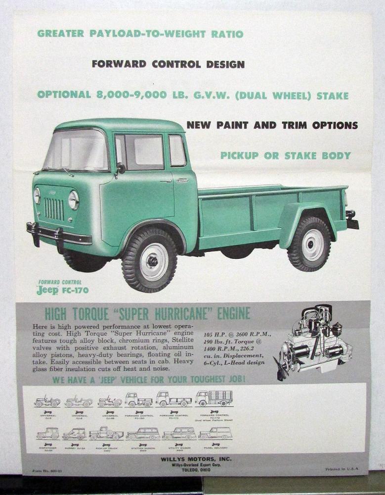 1959 Willys Jeep FC170 Forward Control Truck Mailer & Specifications