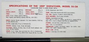 1960 Willys Jeep DJ-3A Dispatcher Sales Mailer & Specifications