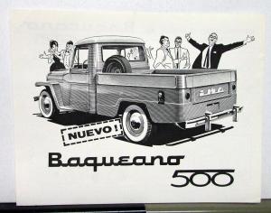 1960 Willys Jeep Baqueano 500 Sales Brochure & Specifications in Spanish Text