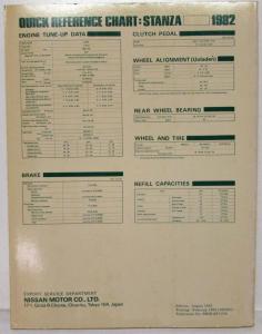 1982 Datsun Nissan Stanza Service Shop Repair Manual Model T11 Series