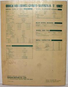 1982 Datsun Nissan Stanza Automatic Transaxle Service Manual Model T11 Series