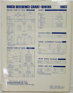 1983 Datsun Nissan Sentra Service Shop Repair Manual Model B11 Series