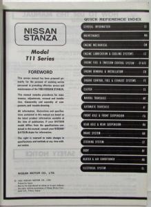 1983 Datsun Nissan Stanza Service Shop Repair Manual Model T11 Series