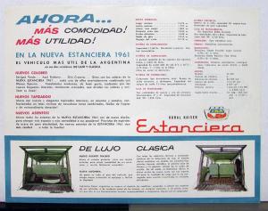 1961 Jeep Kaiser Estanciera Sales Brochure & Datasheet In Spanish Text