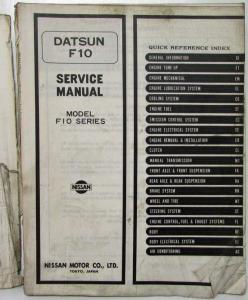 1978 Datsun Model F10 Series Service Shop Repair Manual