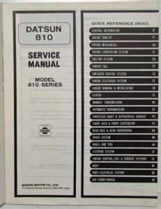 1979 Datsun Model 810 Series Service Shop Repair Manual