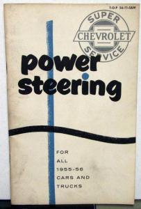 1955 1956 Chevrolet Dealer Power Steering Service Manual Booklet Repair Orig