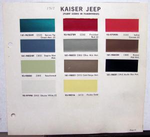 1967 Kaiser Jeep Paint Chips Leaflet