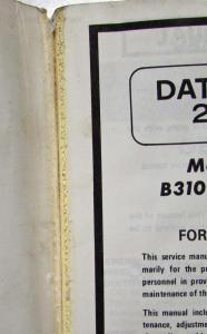 1980 Datsun Model 210 Series Service Shop Repair Manual Model B310 Series