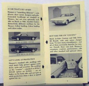 1972 Dodge Monaco Comparison Sales Folder to Buick & Olds Original