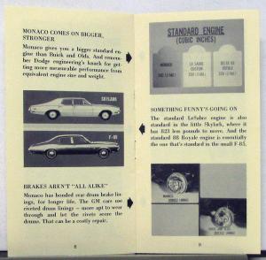 1972 Dodge Monaco Comparison Sales Folder to Buick & Olds Original