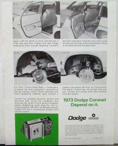 1973 CIB Dodge Coronet Custom Vs Olds Cutlass Supreme Sales Folder Original