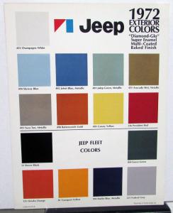 1972 Jeep Commando Wagoneer Truck Sales Brochure Sheet And Color Chart