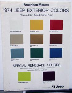 1974 Jeep CJ Cherokee Truck Wagoneer Sales Brochure And Paint Chips