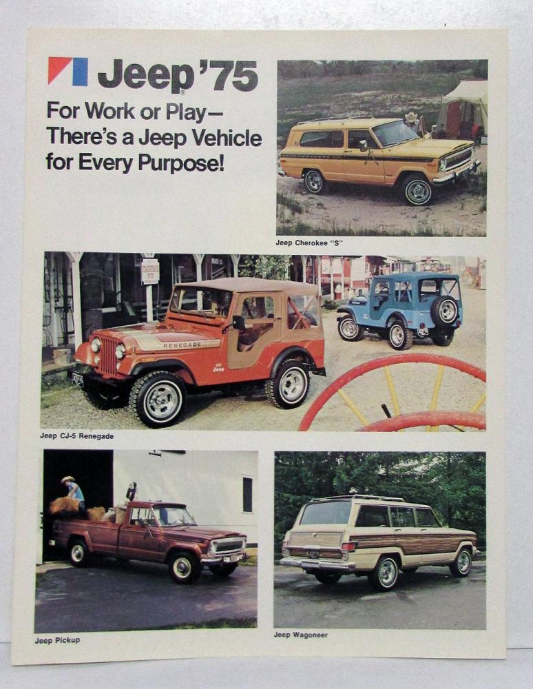 1975 Jeep Cherokee Renegade Pickup Wagoneer Sales Brochure And Paint Chips