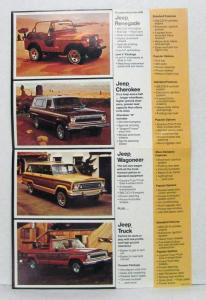 1975 Jeep Cherokee Renegade Cherokee Wagoneer Truck Sales Brochure