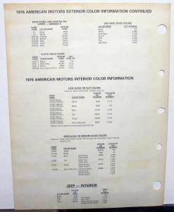 1976 Jeep Cherokee CJ Eagle Wagoneer Paint Chips By PPG