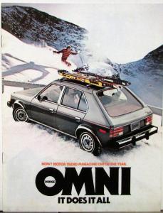 1978 Dodge Omni Color Sales Brochure MAILER Original