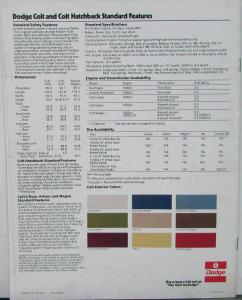 1979 Dodge Colt Color Sales Brochure Original