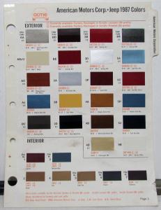 1987 Jeep Cherokee CJ Wagoneer Comanche Wrangler Paint Chips