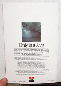 1989 Jeep Wrangler Cherokee Wagoneer Wagoneer Comanche Sales Brochure