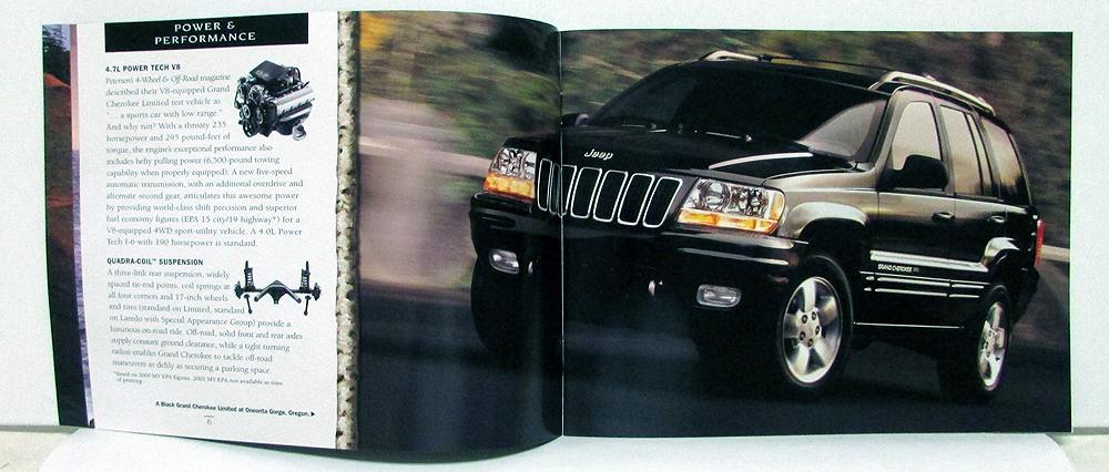 2001 Jeep 24-page Original Car Sales Brochure Cherokee Grand Wrangler 