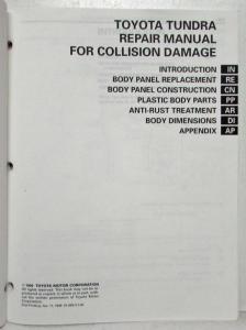 1999 Toyota Tundra Service Shop Repair Manual for Collision Damage